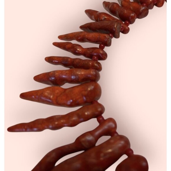 Vintage HUGE Statement Red Coral Handmade S Clasp Collar Necklace 22” - Picture 6 of 9